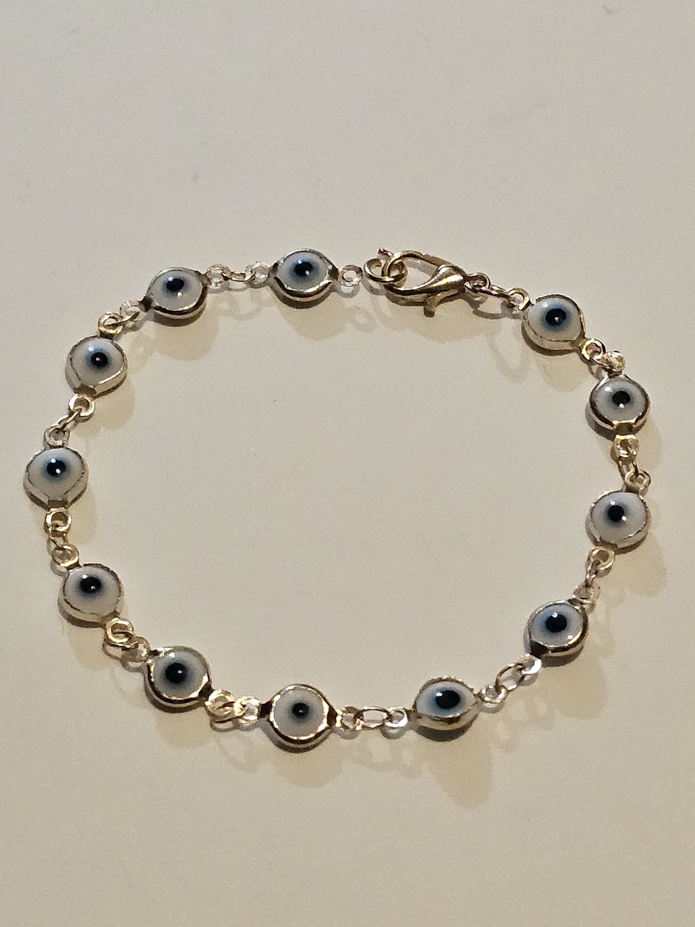 Gold-Tone Blue & White Evil Eye Bracelet
